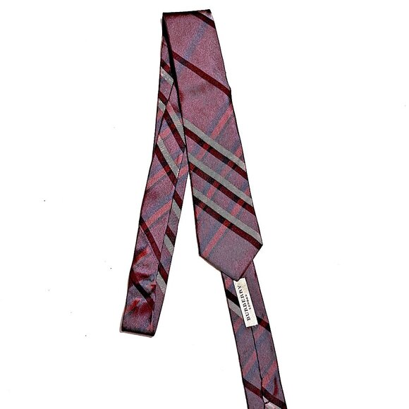 Burberry Authentic Purple Stripe Necktie - 100% silk - Picture 1 of 8